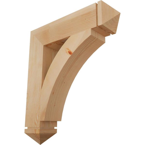 Ekena Millwork 5.5 in. x 32 in. x 28 in. Douglas Fir Thorton Arts and Crafts Smooth Bracket