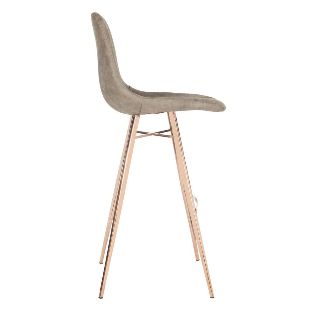 Taupe Faux Leather and Metal Bar Stool