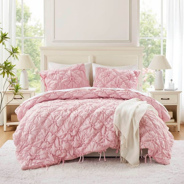 Graley 3-Piece Pink Microfiber Full/Queen Comforter Set