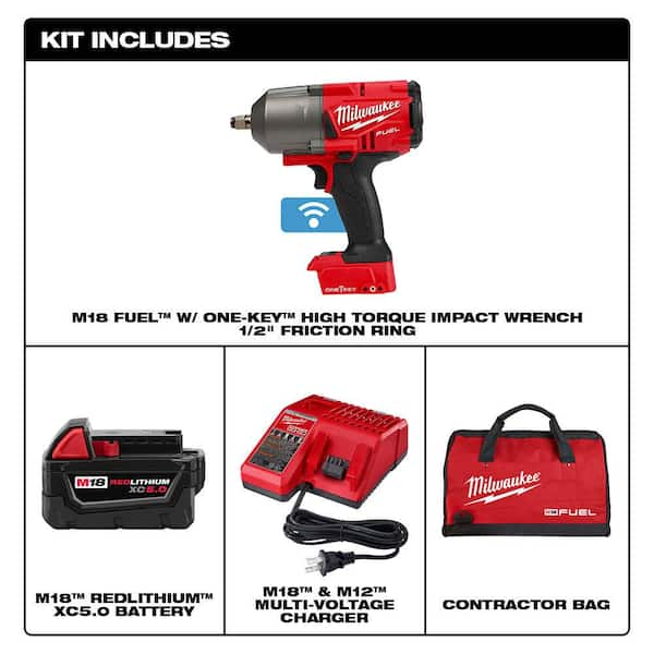 Milwaukee M18 FUEL 18V Lithium-Ion Brushless Cordless 1/2 in. High-Torque  Impact Wrench with Friction Ring Kit,Resistant Batteries 2767-22R - The  Home Depot