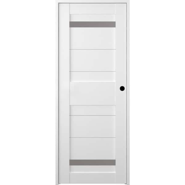 Belldinni 30 in. x 80 in. Left-Hand Frosted Glass 2-Lite Solid Core Imma Bianco Noble Wood Composite Single Prehung Interior Door