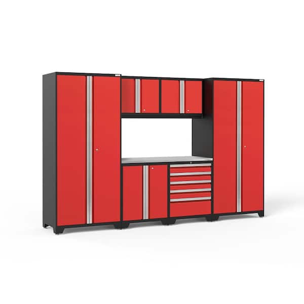 NewAge Products Pro Series 7-Piece 18-Gauge Steel Garage Storage System in Deep Red (128 in. W x 85 in. H x 24 in. D)