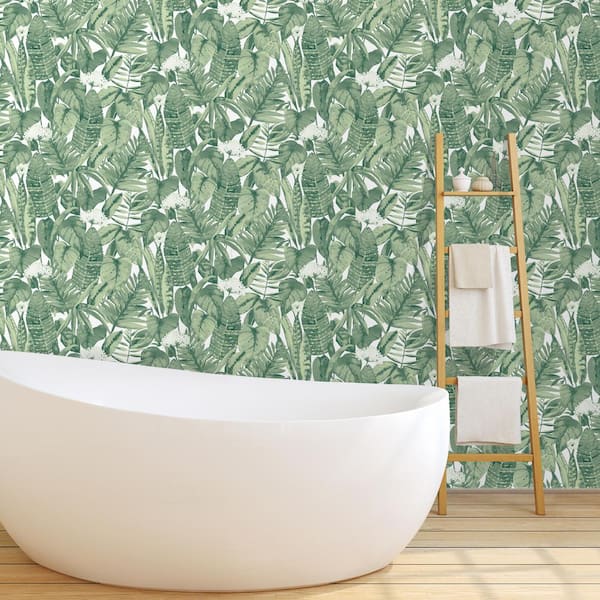 Tempaper Tropical Jungle Green Peel and Stick Wallpaper (Covers 56