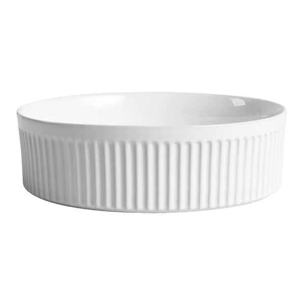 WarmieHomy Ceramic Circular Vessel Bathroom Sink Art Sink in White