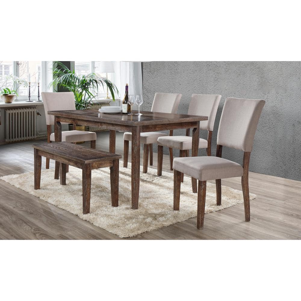 Antique Natural Oak Rectangular Dining Table for Six