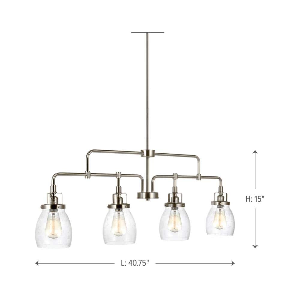 Belton Brushed Nickel 4-Light Island Pendant with Clear Seeded Glass