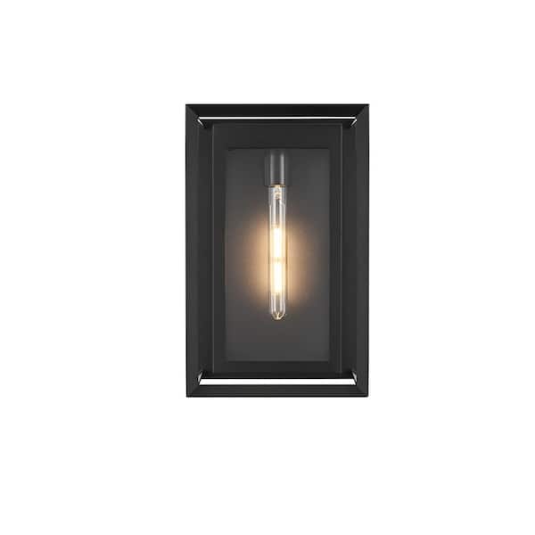 16 in. Black Outdoor Hardwired Wall Sconce with No Bulbs Included