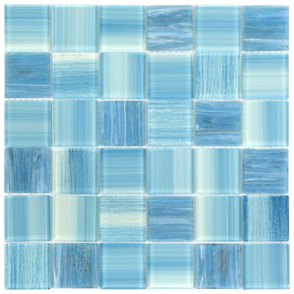 Jayla Ocean 4 in. x 0.24 in. Polished Glass Wall Mosaic Tile Sample price history on PriceWatchPro