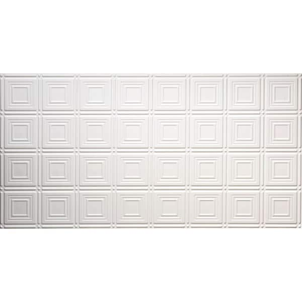 Global Specialty Products Dimensions 2 ft. x 4 ft. Glue Up Tin Ceiling Tile in Matte White