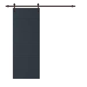 Modern Classic 36 in. x 80 in. Charcoal Gray Stained Composite MDF Paneled Sliding Barn Door with Hardware Kit