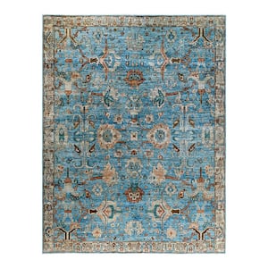 Serapi Light Blue 9 ft. x 12 ft. Tribal Wool Indoor Area Rug