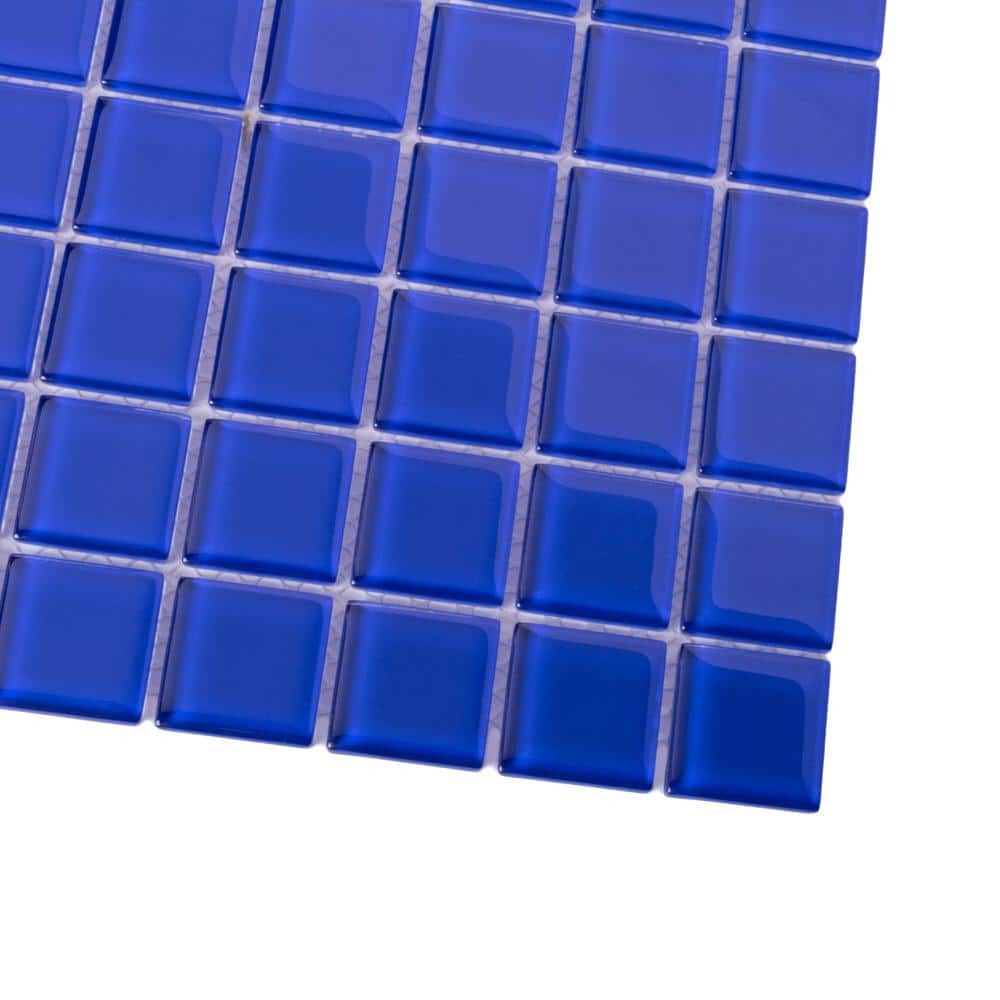 Cobalt Blue Polished Glass Mosaic Tile Sheet
