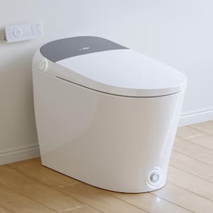 1.1 GPF Elongated Smart Toilet Bidet in White T03 with Built-in Tank, Heated Seat, Off-Seat Auto Flush, UV Sterilization
