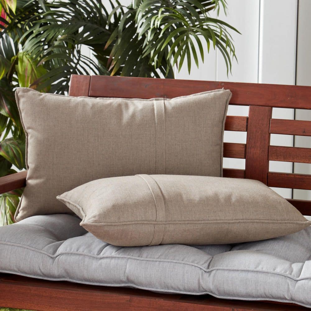 Sunbrella Cast Shale Rectanlge Outdoor Throw Pillow with Pleat (2-Pack) price history on PriceWatchPro