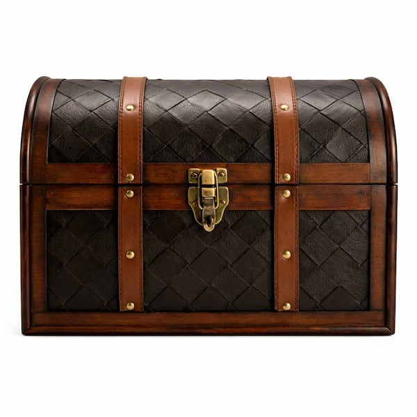 Vintiquewise 11.5 in. x 6.5 in. x 5 in. Wooden Faux Leather