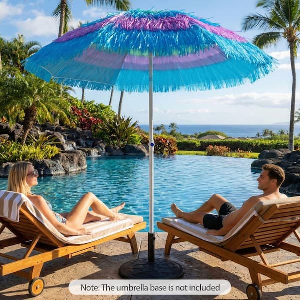 evergreen patio umbrella multicolored Clihome 6 ft. Lightweight Thatched Tiki Patio Umbrella in Colorful with Push Button Tilt and Carry Bag