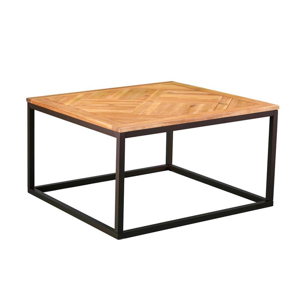 Southern Enterprises Bagley Black Square Wood Outdoor Coffee Table HD392554 The Home Depot