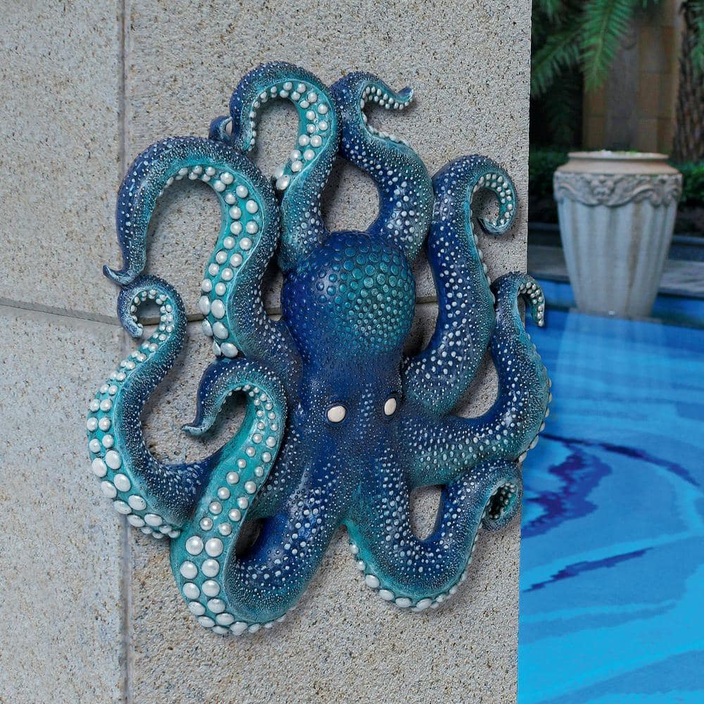 Deadly Blue Resin Octopus Coral Reef Wall Sculpture 16.5"