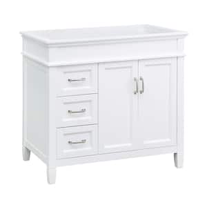 Whitsail 37 in. W x 19.5 in. D x 35.38 in. H Single Sink Bath Vanity in Weathered Tan with White Engineered Stone Top