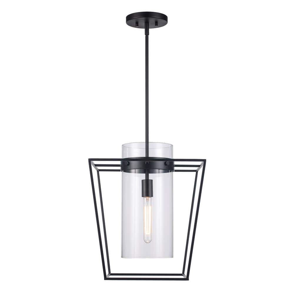 Nova 1-Light Mini Pendant with Clear Glass Shade - Black