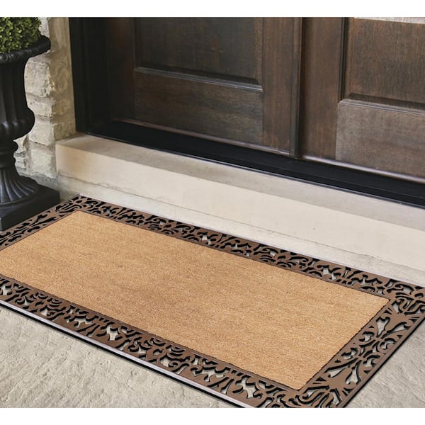 A1HC First Impression Bronze/Beige 30 in. x 60 in. Rubber and Coir, Heavy Duty, Extra Large Size Doormat