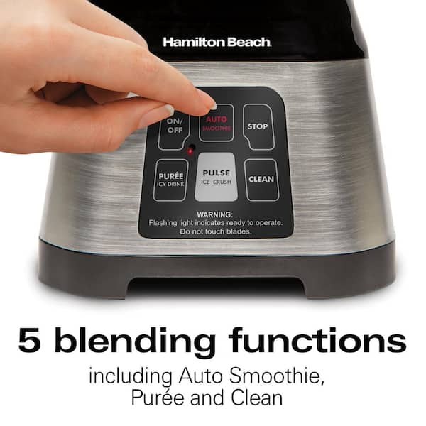Hamilton Beach Smoothie Smart Blender with Pour Spout & 40 oz. Glass Jar,  Black 56206 