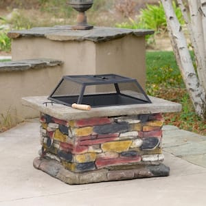 28 in. Square MGO Portable Wood Burning Fire Pits in multicolored