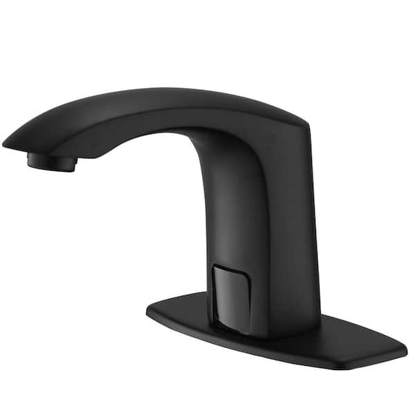 Fapully Battery Powered Touchless Smart Sensor Single Hole Bathroom Faucet in Matte Black