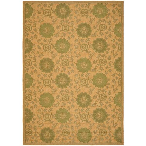 SAFAVIEH Courtyard Natural/Green 5 ft. x 8 ft. Border Indoor/Outdoor Area Rug