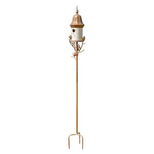 69.75 in. Tall Iron and Porcelain Birdhouse Stake "Vienna"