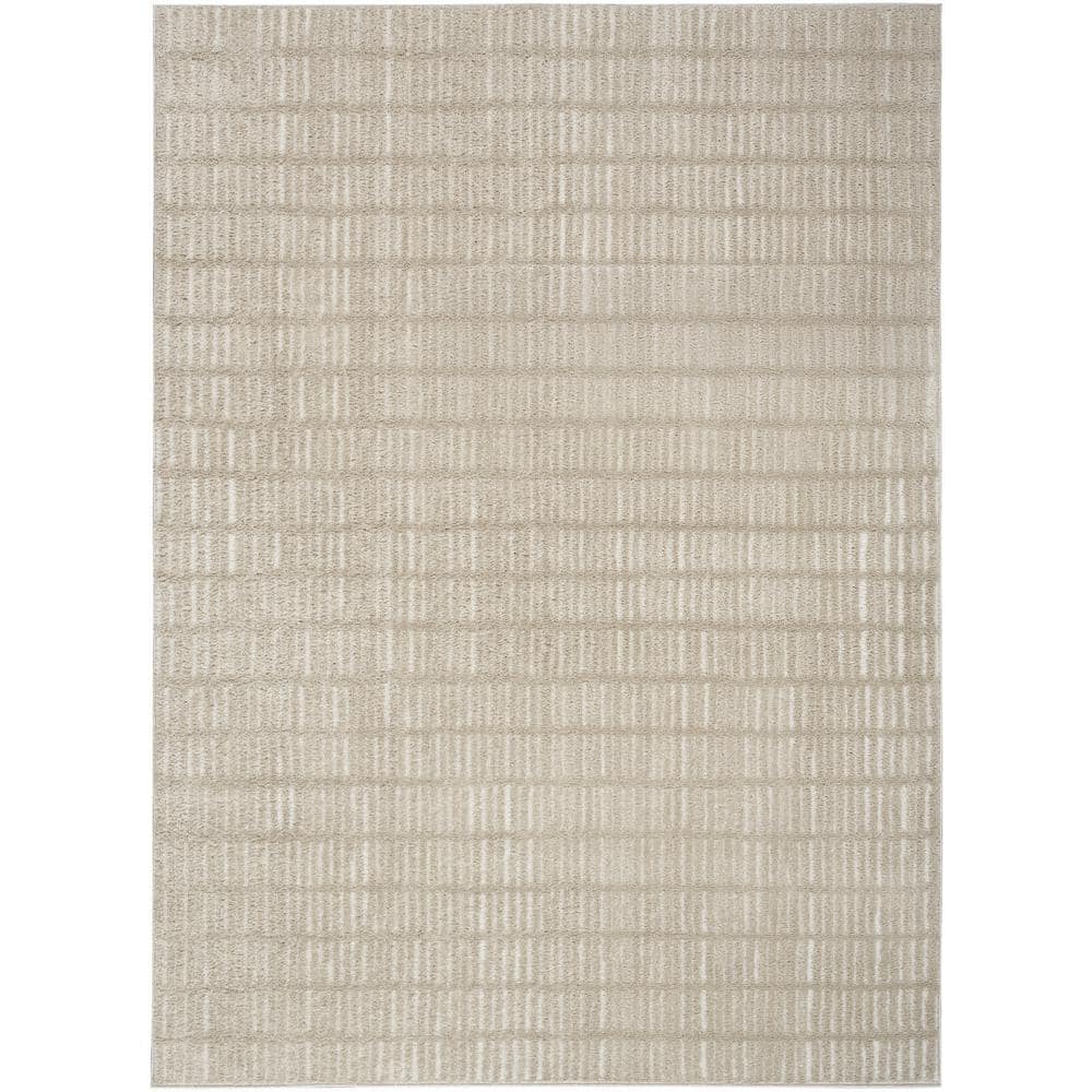 Cozy Modern Grey Ivory 5 ft. x 7 ft. Linear Contemporary Area Rug price history on PriceWatchPro