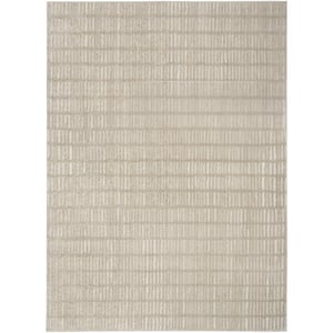 Cozy Modern Grey Ivory 5 ft. x 7 ft. Linear Contemporary Area Rug