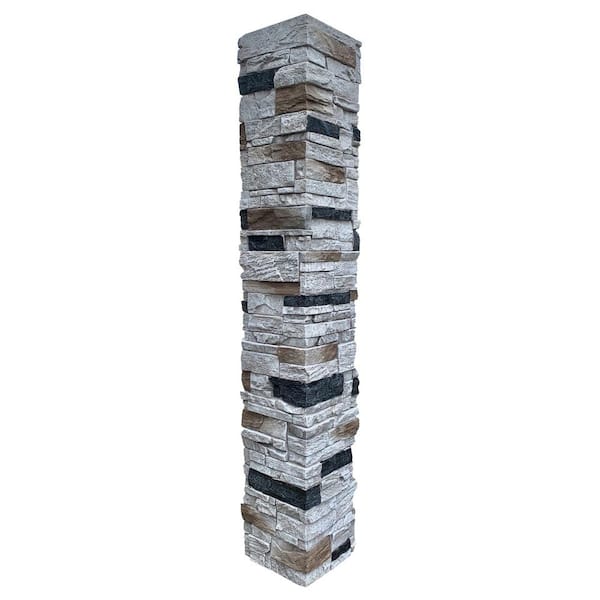 NextStone Country Ledgestone 8 in. x 8 in. x 47 in. Dover White Polyurethane Faux Stone Split Post Cover (2-Piece)