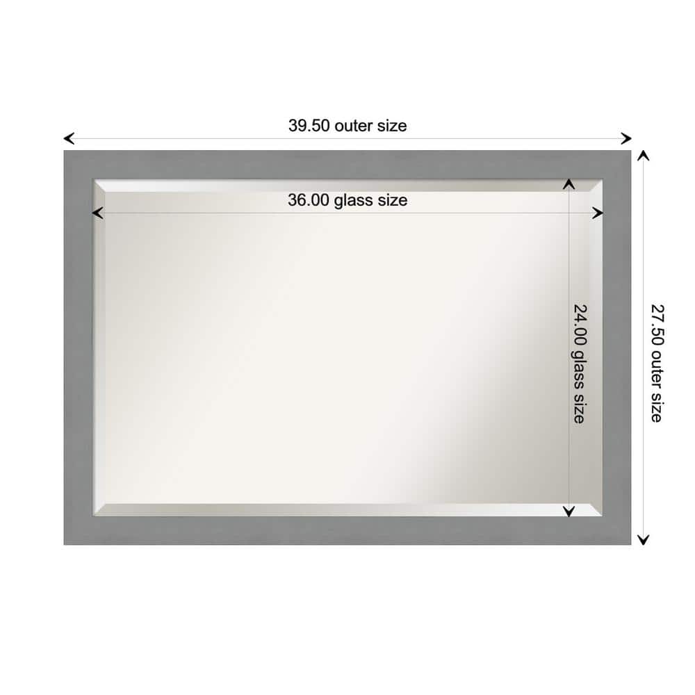 Elegant Brushed Nickel 39.5" x 27.5" Rectangular Vanity Mirror