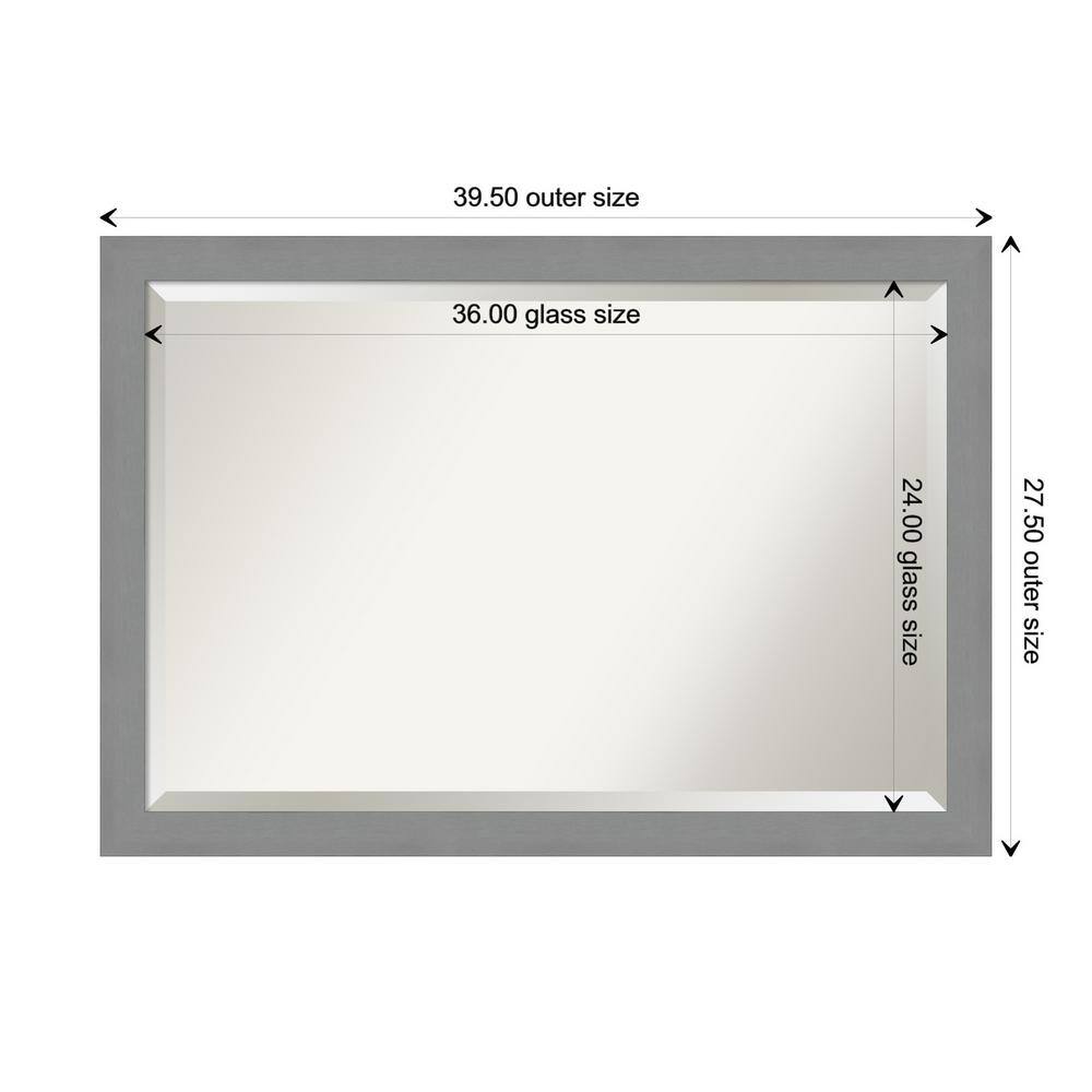 Elegant Brushed Nickel 39.5" x 27.5" Rectangular Vanity Mirror