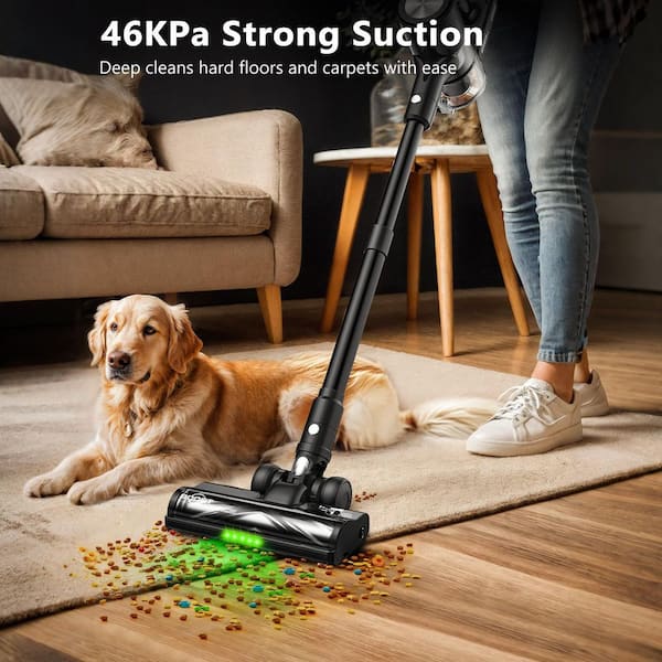 6 in 1 Bagless Stick Vacuum with HEPA Filter, 46 kPa Suction, Max to 55 Mins Runtime Battery, 1.5 L