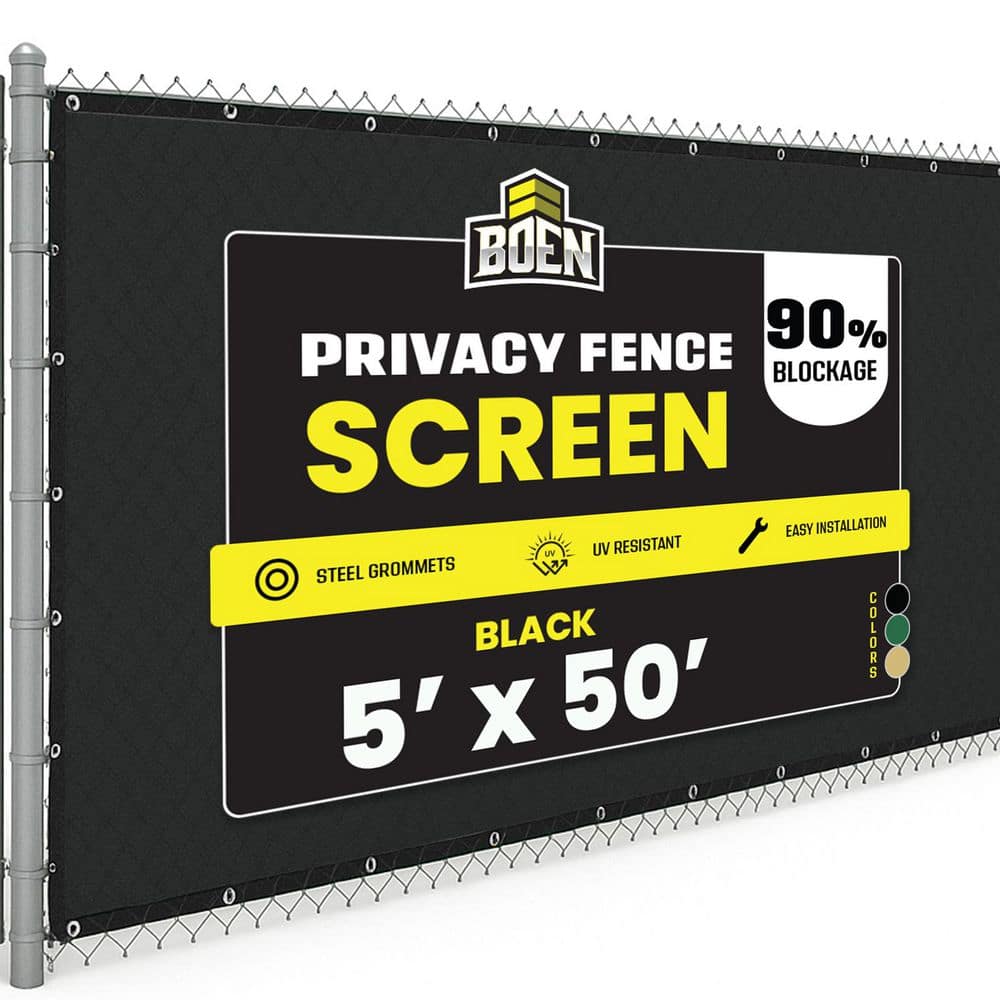 BOEN 5 ft. X 50 ft. Black Privacy Fence Screen Netting Mesh with Reinforced  Grommet for Chain link Garden Fence PN-30065 - The Home Depot