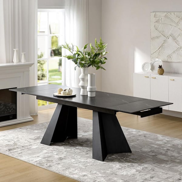 JAYDEN CREATION Lorenz Modern Black Marble 94 in. Double