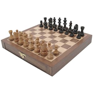 Inlaid Walnut Style Magnetized Wood Chess Set with Staunton Wood Chessmen