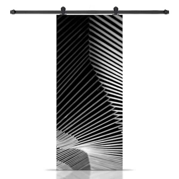 CALHOME 30 in. x 84 in. Artisan Print Series Linear MDF Modern Interior Sliding Barn Door with Hardware Kit