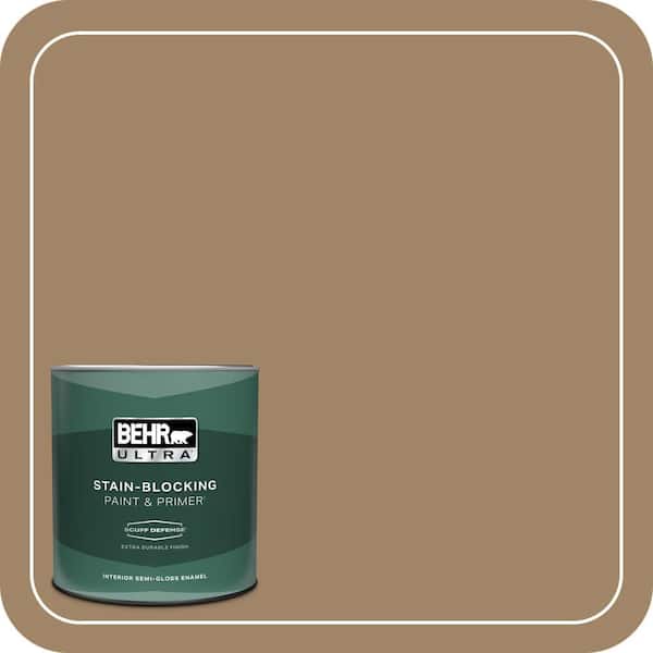 BEHR ULTRA 1 qt. Home Decorators Collection #HDC-NT-28 Soft Bronze Extra Durable Semi-Gloss Enamel Interior Paint & Primer