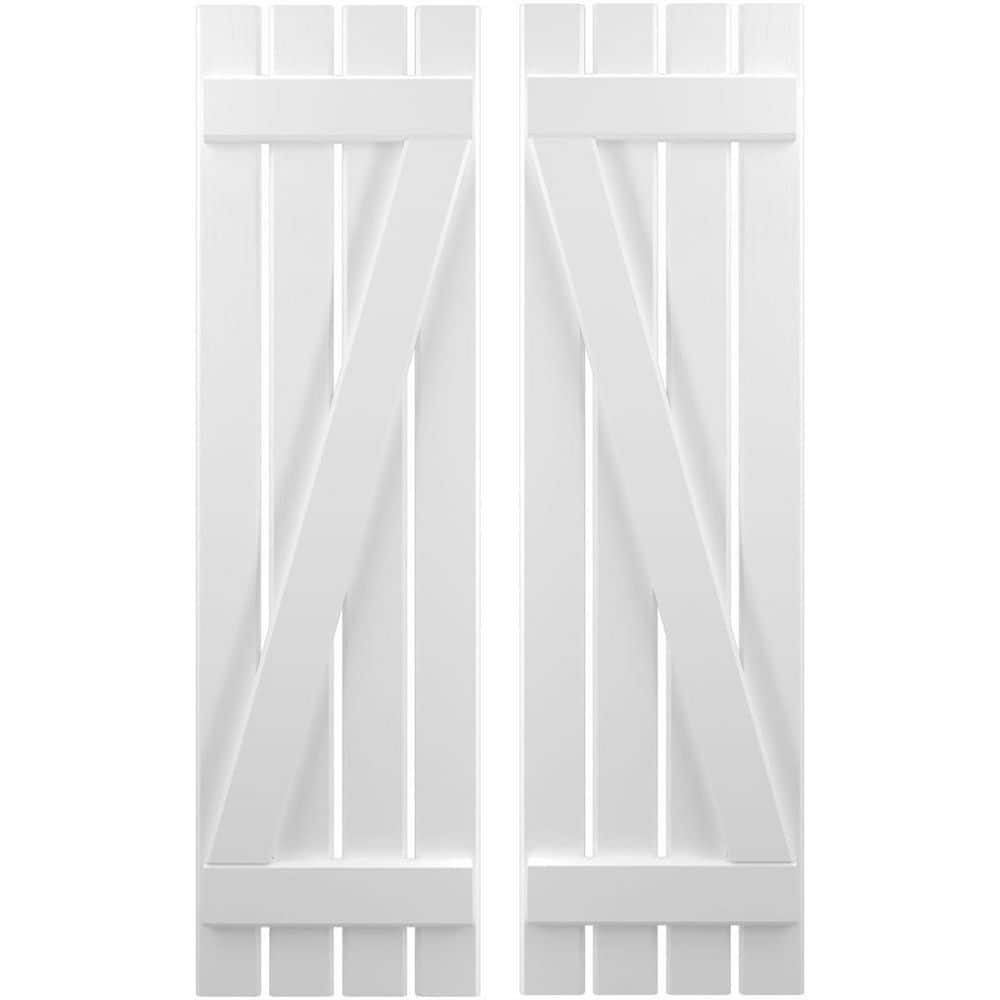 15-1/2 in. W x 32 in. H Americraft 4 Board Exterior Real Wood Spaced Board and Batten Shutters w/Z-Bar White price history on PriceWatchPro