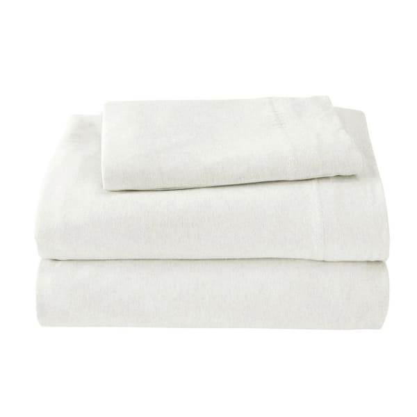 BROOKLYN FLAT 3-Piece White Solid Cotton Blend/Poly Twin Jersey Knit Sheet Set