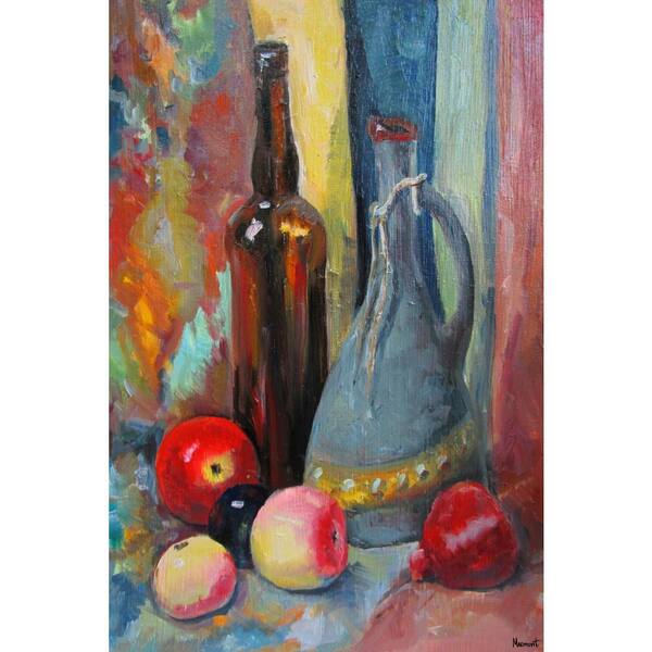 Unbranded "Apples and Wine" by Marmont Hill Unframed Canvas Food Art Print 45 in. x 30 in.