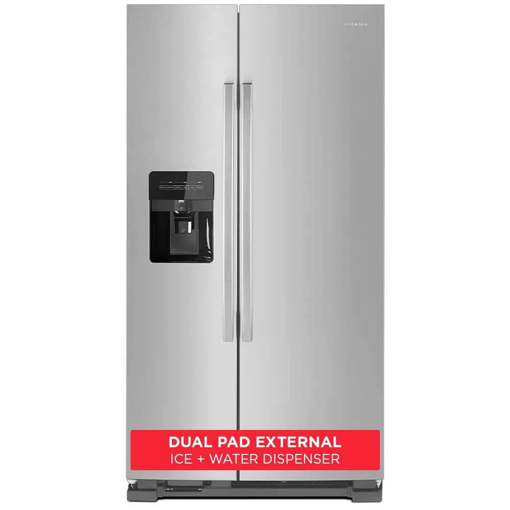 24.6 cu. ft. Side by Side Refrigerator with Dual Pad External Ice and Water Dispenser in Stainless Steel