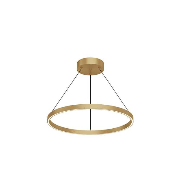 KUZCO Cerchio 24 in. 1 Light 63-Watt Brushed Gold Integrated LED Pendant Light