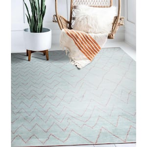 Light Blue 9 ft. x 12 ft. Hand-Knotted Wool Modern Moroccan Rug Area Rug
