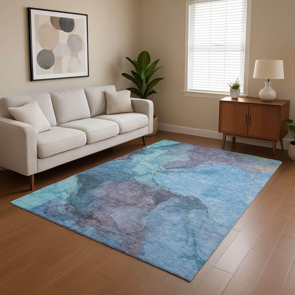 Mayfield Premium Machine Washable Abstract AMF1781 Blue 3 ft. x 4 ft. Area Rug price history on PriceWatchPro
