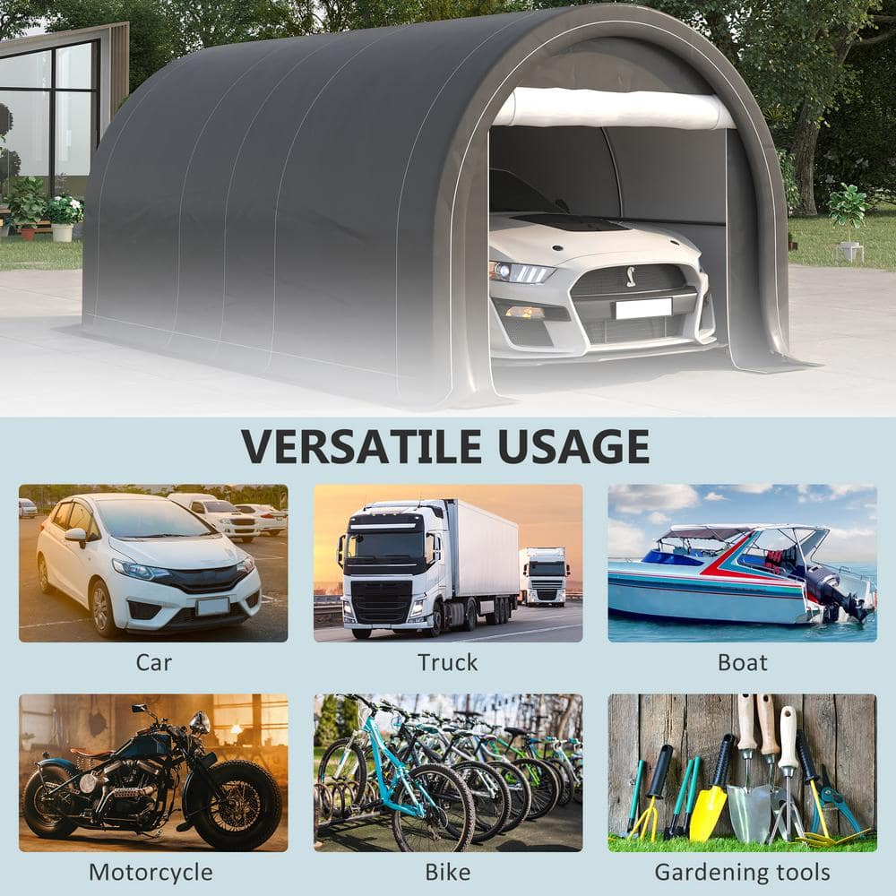 Gray 10' x 16' Portable Carport Storage Tent