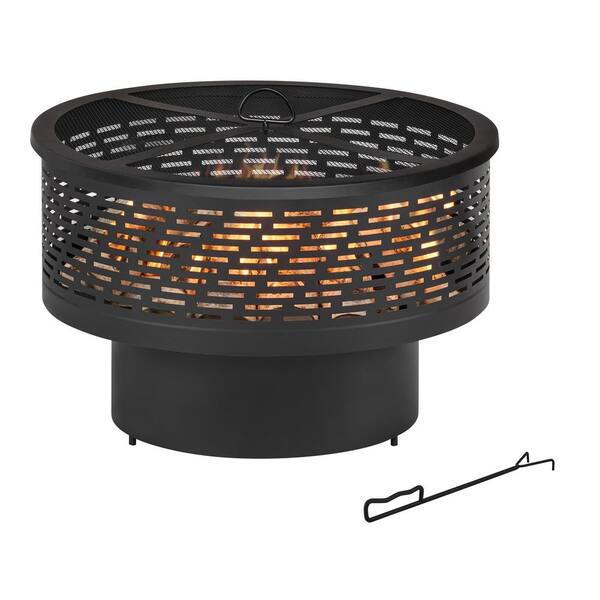 Hampton Bay W Black Steel Wood Outdoor Fire Pit with